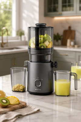 Φρέσκο Smart HJ303 Extra-Wide Slow Masticating Juicer Ο χυμός από φρούτα που αξίζει στην οικογένειά σας με 155mm chute, 2400ml hopper, 200W cold press & self cleaning