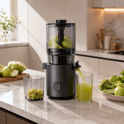Φρέσκο Smart HJ303 Extra-Wide Slow Masticating Juicer   Η συντόμευσή σας στην πραγματική, ολικής διατροφής διατροφή με 155mm Chute, 2400ml Hopper, 200W Cold Press & αυτοκαθαρισμός