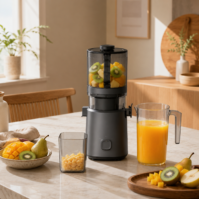 Φρέσκο Smart HJ303 Extra-Wide Slow Masticating Juicer Ο χυμοκόπης που καλύπτει την δίψα της οικογένειάς σας με 155mm βρύση, 2400ml Hopper, 200W Cold Press & αυτοκαθαρισμός