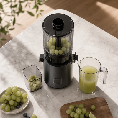 Φρέσκο Smart HJ303 Extra-Wide Slow Masticating Juicer Ο χυμοκόμος που κάνει την οικογενειακή περίοδο χυμού μια χαρά με 155mm Chute, 2400ml Hopper, 200W Cold Press & Self-Cleaning