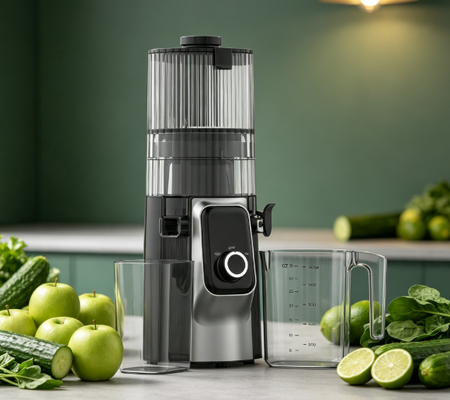 Φρέσκο Smart HJ102C Slow Masticating Juicer Ο χυμός που κάνει το φρέσκο χυμό μέρος της καθημερινής σας ρουτίνας με 3 ρυθμιζόμενες ταχύτητες, 135mm Wide Chute, 200W Cold Press & Self-Cleaning