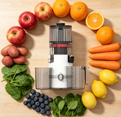 Φρέσκο Smart HJ102B Slow Masticating Juicer Ο Οικογενειακός Αποχυματοποιητής που Κρατά την Υποσχέση του με 135mm Chute, 200W Cold Press, Αυτοκαθαριστικό & Ανθεκτικό Κλειδί Ασφάλειας